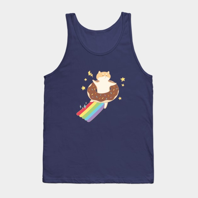 Cute Shiba, Donut Rainbow Sprinkles Tank Top by awesomesaucebysandy